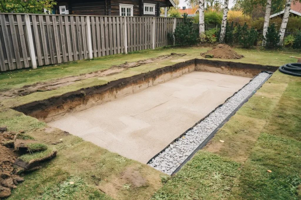 markf rbered tomten f r pool schakt b righet och dr nering som h ller ver tid