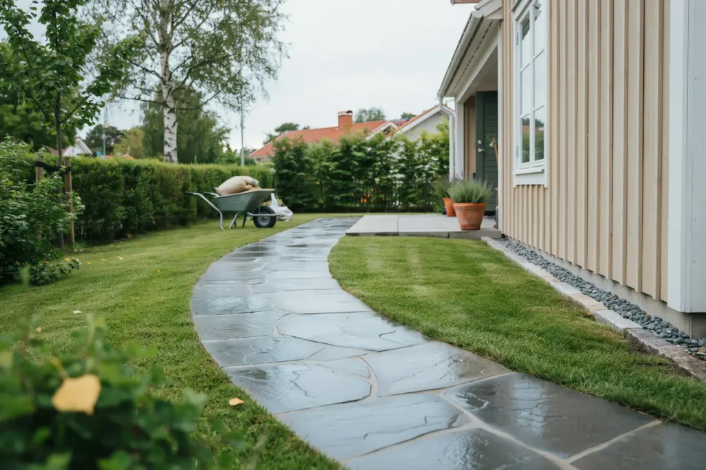 stens ttning av g ngar och uteplats i kl gerup svedala